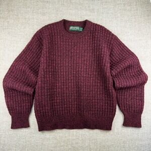 Vintage American Eagle USA Sweater XL Chunky Knit Burgundy 90s